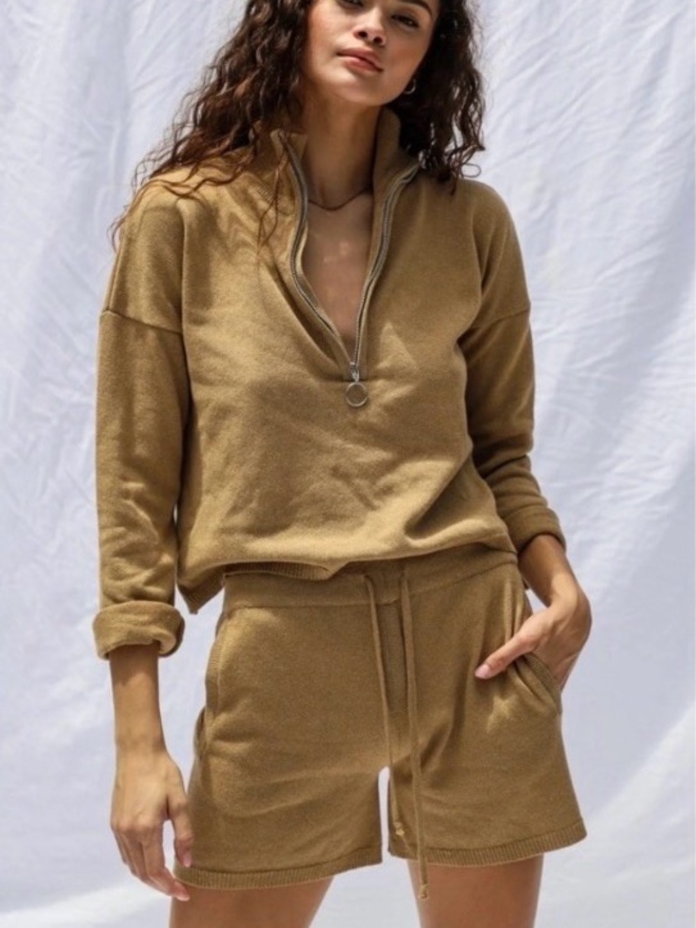 Jen's Pirate Booty Chill Keystone Sweater Knit Half-Zip Pullover Shorts Set [CH]